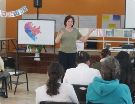 Carmen Morrison teaches a class